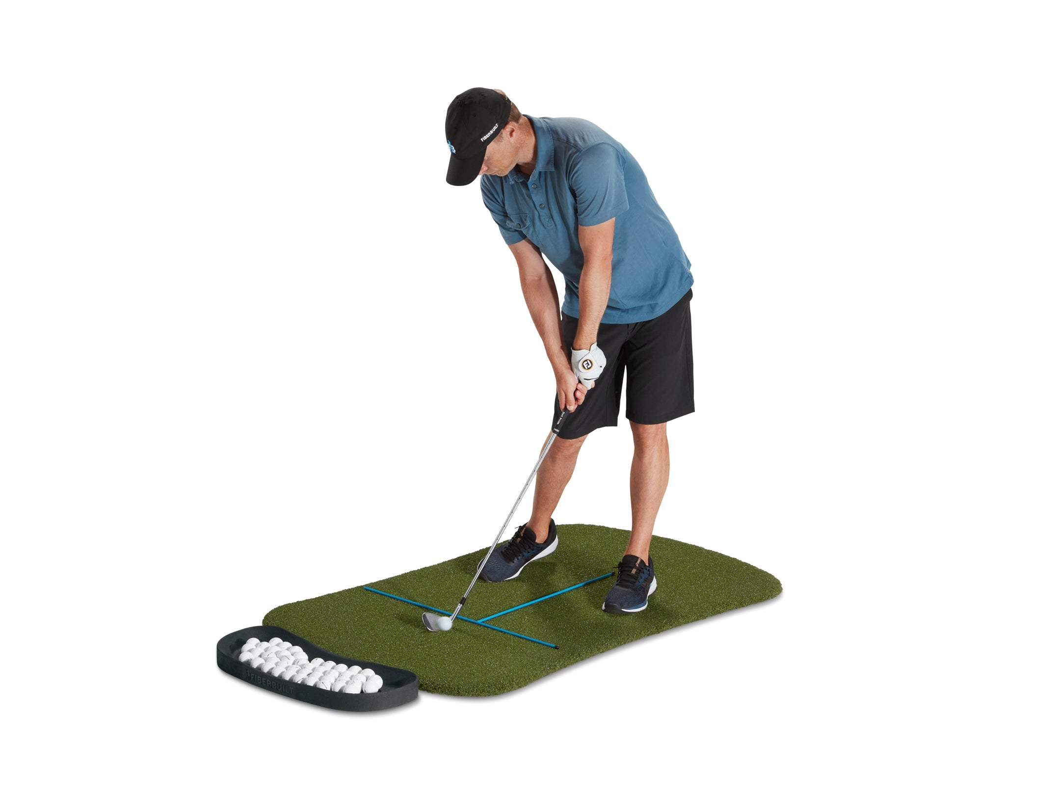 Fiberbuilt Performance Turf Series Hourglass Golf Mat Kit - 5'x3'
