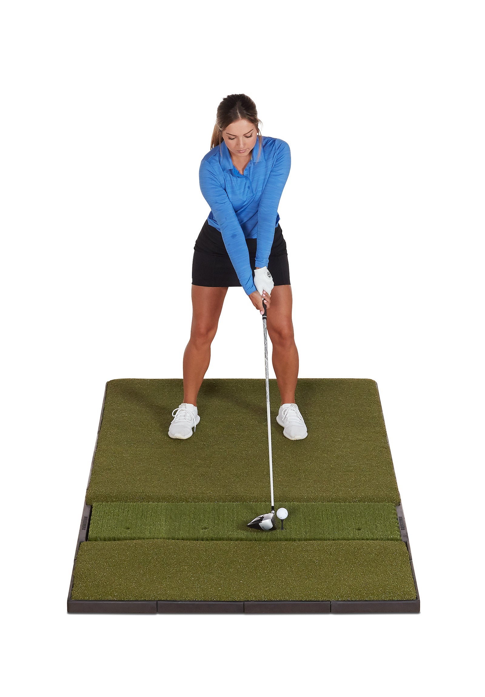 Fiberbuilt Grass Series 7'x4' Single-Hitting Studio Mat - Driver Setup on Adjustable Tee